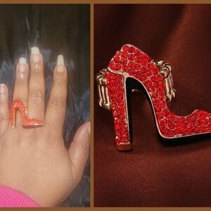 Red High Heel Shoe Ring